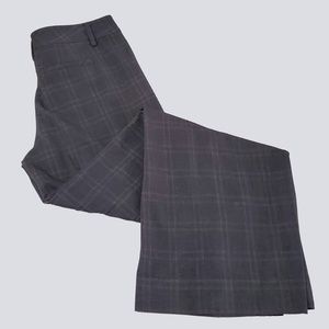 Cabi Gray-Brown Plaid Wide Leg Trouser Pants